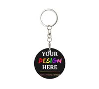 Personalised Keychain with Picture, Customised Funny Round Metal Key Chains, Custom Name Text Keychain Tags for Men Women Boyfriend Girlfriend, Design Your Own Cute Family Pet Photo Printed Gift