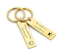 Personalised Keyring - Custom Double-Sided Engraved Rectangle Stainless Steel Keychain, 6 Icon Options, Customisable Key Ring for Men & Women, Ideal Birthday Gift (Gold)