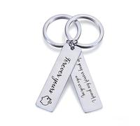 Personalised Keyring - Custom Double-Sided Engraved Rectangle Stainless Steel Keychain, 6 Icon Options, Customisable Key Ring for Men & Women, Ideal Birthday Gift (Silver)