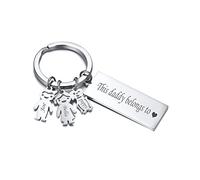 Personalised Keyring Custom Name Keychain - Stainless Steel Boy/girl/Pet Charms Keychain Customised Family Name for Daddy Father Mummy Nanny Grandad Nana, Daddy Mummy Gifts for Birthday Christmas