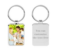 Personalised Keyring, Custom Photo Engraved Text Keychain, Personalised Gifts for Women Men, Customised Gifts for Mom & Grandma, Memorial Gifts for Lovers on Valentine's Day, Mother's Day (Rectangle)