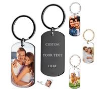 Personalised Keyring,Customizable Double-Sided Photo Engraved Text Custom Keychain,Keyring For Men Women Couples Gift (UV-Single Side & Text)