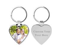 Personalised Keyring,Customizable Double-Sided Photo Engraved Text Heart Shape Custom Keychain,Keyring For Men Women Couples Gift (UV-Photo+Text Style 2)