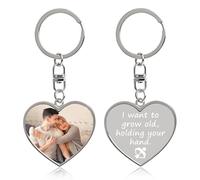 Personalised Keyring Double-Sided Photo Keyring with Your Custom Images and Text, Heart-Shaped UV Colour Printing on a Durable Keychain,Engraved Key Fob as a Cherished Photo Gift for Family