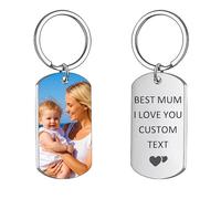 Personalised Keyring Mothers Day Keyring, Custom Mum Keyring with Photo & Text, Photo Keyring Make Your Own Keyrings, Mothers Day Gifts for Mum Best Mum Gifts on Mother's Day (A:Silver)