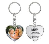 Personalised Keyring Mothers Day Keyring, Custom Mum Keyring with Photo & Text, Photo Keyring Make Your Own Keyrings, Mothers Day Gifts for Mum Best Mum Gifts on Mother's Day (D:Heart)