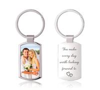 Personalised Keyring Photo - Custom Double-Sided Photo & Engraved Text Options, Memorial Gifts for Men & Women, Ideal for Birthdays, Valentine’s Day & Anniversaries (Embedded process)