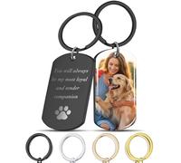 Personalised Keyring Photo, Custom Keychain with Picture & Text Stainless Steel Keyrings for Women Men, Personalised Gifts for Him Her Mum Dad Grandparents Birthdays Valentines Day (A)