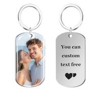 Personalised Keyring Photo Double Sided Custom Keyrings Picture Printed Text Engraved Colorful Keychain Fade-Resistant Key rings Gifts for Men Family Dad Mum Keepsake Anniversaries Birthday present