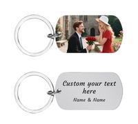 Personalised Keyring with Custom Photo & Text - Gift for Mum, Dad, Him, Her, Grandparents, Family - Birthday, Christmas, Anniversary Keepsake (Mother's Day, Father's Day etc.) (Horizontal)