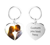 Personalised Keyring with Photo Custom Keychian with Text Engraved Keyring Gift for Birthdays, Mother's Day, Father's Day, Anniversaries,Christmas