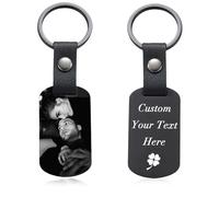 Personalised Keyring with Photo&Text Engraving, Drive Safe Key Ring Custom Keychain for Women, Couples, Friends, Memorial Gifts for Christmas, Valentine’s Day, Birthdays (Black - 2)