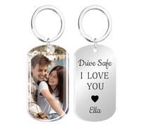 Personalised Keyrings, Drive Safe Keyring,Photo Keyrings|Car Key Ring - I Need You Here| Personalised Keychain Gifts for Him Husband Dad
