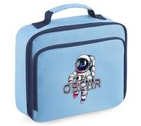 Personalised Kids Astronaut Lunch Bag Boys Girls Space Themed Lunchbox for Infant Toddler Back to School Nursery Gift, 24cm x 20cm x 8cm, Sky Blue