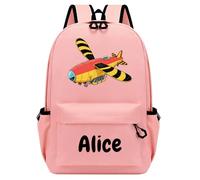 Personalised Kids Backpack, Custom Children's Backpack with Name and Pattern, Pink Todder Backpack for Boy and Girl, School Bag for Kindergarten and Primary School, Small Kids Rucksack with Aircraft