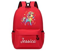 Personalised Kids Backpack for School, Custom Children's Backpack Name and Pattern, Child Backpack for Boys & Girls, School Bags Kindergarten & Primary, Kids Rucksack for Back To School Travel (Red)