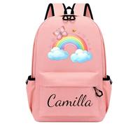 Personalised Kids Backpack for School, Custom Children's Backpack Name and Pattern, Child Backpack for Boys & Girls, School Bags Kindergarten & Primary, Kids Rucksack for Back To School Travel (Pink)
