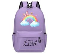 Personalised Kids Backpack for School, Custom Children's Backpack Name & Pattern, Child Backpack for Boys & Girls, School Bags Kindergarten & Primary, Kids Rucksack for Back To School Travel (Purple)
