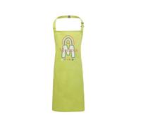 Personalised Kids Baking Apron for Girls Rainbow Design, Customisable Children's Cooking Apron Age 2-7, Lime - Perfect for Little Chefs