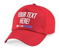 Personalised Kids Baseball Cap with Any Text Font Print Colour Custom Summer School Uniform Hat Boys Girls Children, One Size, Bright Red