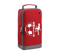 Personalised Kids Boot Bag - Custom Name Sports Shoe Bag for Football, Rugby, Cricket, PE & School - Gift for Boys & Girls (Girl Football Name Split, Red)