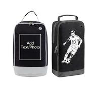 Personalised Kids Boot Bag with Custom Name & Initial Design - Sports Shoe Bag for PE & School, Water-Resistant & Easy Clean, Ideal for Football Rugby Dance Golf, 32x10x20 cm (Black)