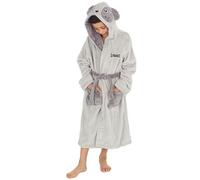 Personalised Kids Boys Girls Animal Dressing Gown Unisex Plush Fleece Bathrobe Embroidered Name Panda Front Left Side Black Thread 9-10 Years