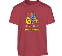 Personalised Kids Boys Girls Number Math Day T-Shirt Maths Symbol Childrens School Fun Tee Red - Youth Small (Age 5-6)
