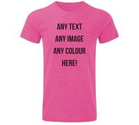 Personalised Kids Boys Girls Short Sleeve T Shirt Top Slim Fitted Crew Neck Plain Jersey Top (Pink, 7-8 Years)