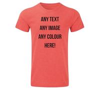 Personalised Kids Boys Girls Short Sleeve T Shirt Top Slim Fitted Crew Neck Plain Jersey Top (Red, 7-8 Years)