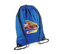 Personalised Kids Cars Backpack, Sport Car Bag Gift For Children's, Back To School, Drawstring Bag, PE Gym Kit Swimming, Sport Rucksack. (Bright Royal)