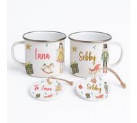 Personalised Kids Christmas Mug, Custom Name Hot Chocolate Cup, Nutcracker or Sugar Plum Design, Christmas Eve Box Filler Gift for Children