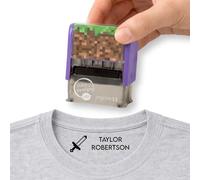 Personalised Kids Clothing Name Stamp Minecraft Inspired Sword Design - Machine Wash Friendly Textile Stamp for School Uniforms