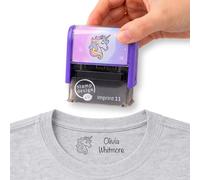 Personalised Kids Clothing Name Stamp Unicorn Print - Machine Wash Friendly Textile Stamp for School Uniforms