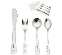 Personalised Kids Cutlery Set, 4pcs Stainless Steel Cutlery Set with Knife Fork Spoon, Engraved Cutlery Sets for Kids, Children, Toddler, Gifts for Christening, Christmas, Birthday (Crocodiles)