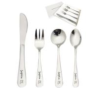 Personalised Kids Cutlery Set, 4pcs Stainless Steel Cutlery Set with Knife Fork Spoon, Engraved Cutlery Sets for Kids, Children, Toddler, Gifts for Christening, Christmas, Birthday (Owl)