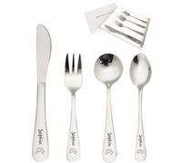 Personalised Kids Cutlery Set, 4pcs Stainless Steel Cutlery Set with Knife Fork Spoon, Engraved Cutlery Sets for Kids, Children, Toddler, Gifts for Christening, Christmas, Birthday (Monkey)