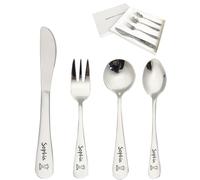 Personalised Kids Cutlery Set, 4pcs Stainless Steel Cutlery Set with Knife Fork Spoon, Engraved Cutlery Sets for Kids, Children, Toddler, Gifts for Christening, Christmas, Birthday (Giraffe)