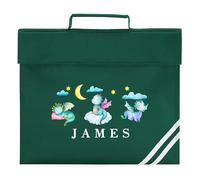 Personalised Kids Dragon Book Bag for Boys Girls Custom Name Back to School Reading Folder for Primary Reception Infants, One Size, Bottle