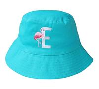 Personalised Kids Embroidered Initial & Flamingo Teal Bucket Sun Hat (UK, Age, 3 Years, 6 Years, Teal)