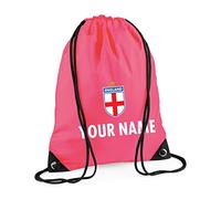 Personalised Kids England Style Customised Football Kit Gym Sac School Bag Boys Girls (Pink)