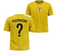 Personalised Kids England T Shirt Goalkeeper Kit Goalie Tee English Girls Boys Football Supporter Top Name Number, 12-13 Years, Yellow