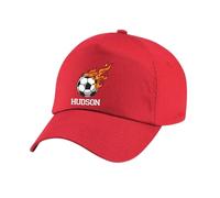 Personalised Kids Football Baseball Cap - Custom Name and Initial Hat for Boys and Girls - Adjustable Toddler Cap - Gift for Little Football Fans Bright Red