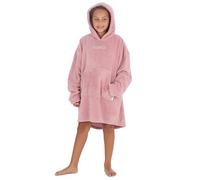 Personalised Kids Girls Plain Coral Fleece Oversized Blanket Hoodie Baggy Lounge Sweatshirt Front Centre Silver Thread Pink One Size