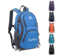 Personalised Kids Hiking Backpack with Name, 12L Children Travel Rucksack for Age 3-8 Boys Girls, Outdoor Camping Lightweight Waterproof Travelling Daypack School Bag Preschool Backpack (Blue)