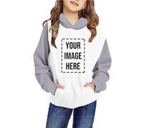 Personalised Kids Hoodie Any Text Image Photo Custom Boys Girls Hoody Hooded Sweatshirt Custom Hooded Top Hoodie Sweatshirt Create Your Own Custom Hoody Top Boys Girls Ages 4-13 Years Gray