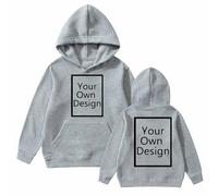 Personalised Kids Hoodie Any Text Image Photo Custom Hooded Top Customisable Front and Back Custom Boys Girls Hoody Hooded Sweatshirt Create Your Own Custom Hoody Top Boys Girls Ages 3-11 Years Gray