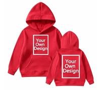 Personalised Kids Hoodie Any Text Image Photo Custom Hooded Top Customisable Front and Back Custom Boys Girls Hoody Hooded Sweatshirt Create Your Own Custom Hoody Top Boys Girls Ages 3-11 Years Red