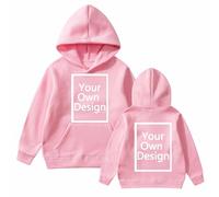 Personalised Kids Hoodie Any Text Image Photo Custom Hooded Top Customisable Front and Back Custom Boys Girls Hoody Hooded Sweatshirt Create Your Own Custom Hoody Top Boys Girls Ages 3-11 Years Pink