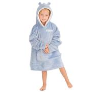 Personalised Kids Hoodie Bear Ear Oversized Blanket Hoody Soft Warm Sweatshirt (Dusky Blue Bear Ear Hoodie, 3-6 Years)